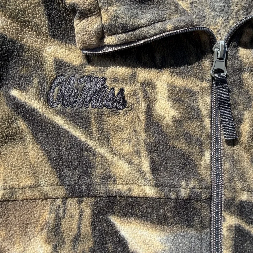 Columbia Ole Miss Rebels Kids XL 18/20 Camo Full Zip Fleece Jacket RealTree